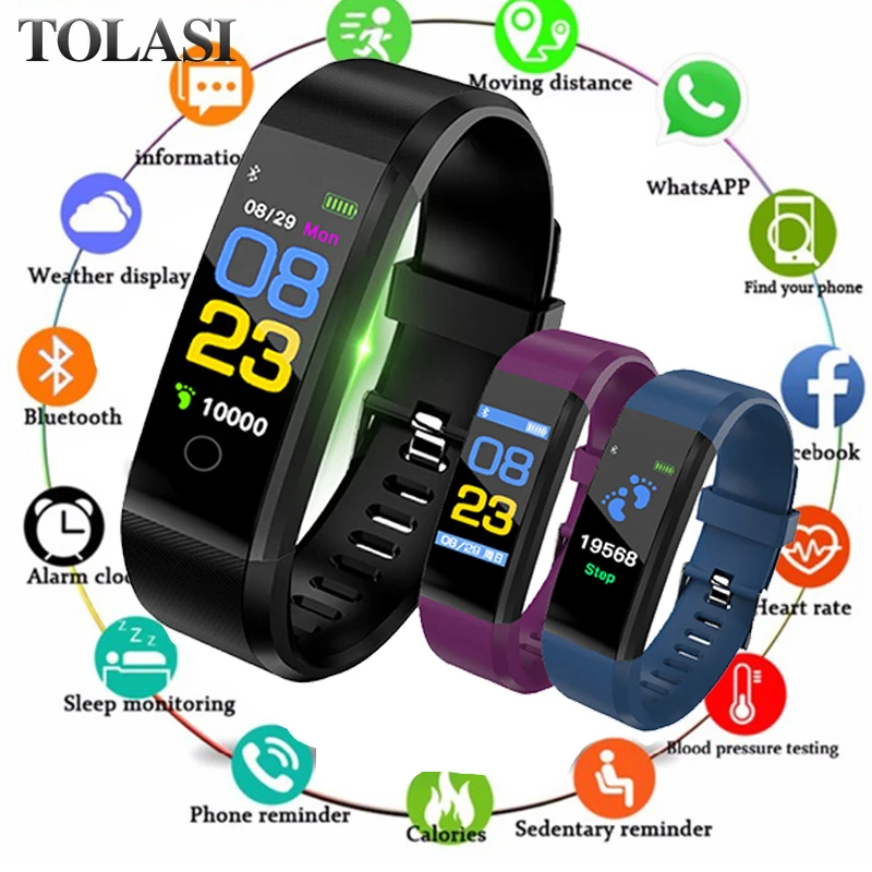 Умный Браслет пульсометр Монитор артериального давления цветной экран