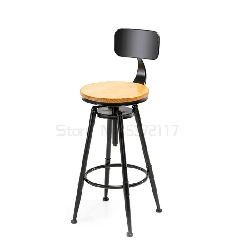 

Регулируемый по высоте стул из искусственной древесины с высокой ножкой, барный стул, стол для кафе, обеденный стул, промышленная мебель