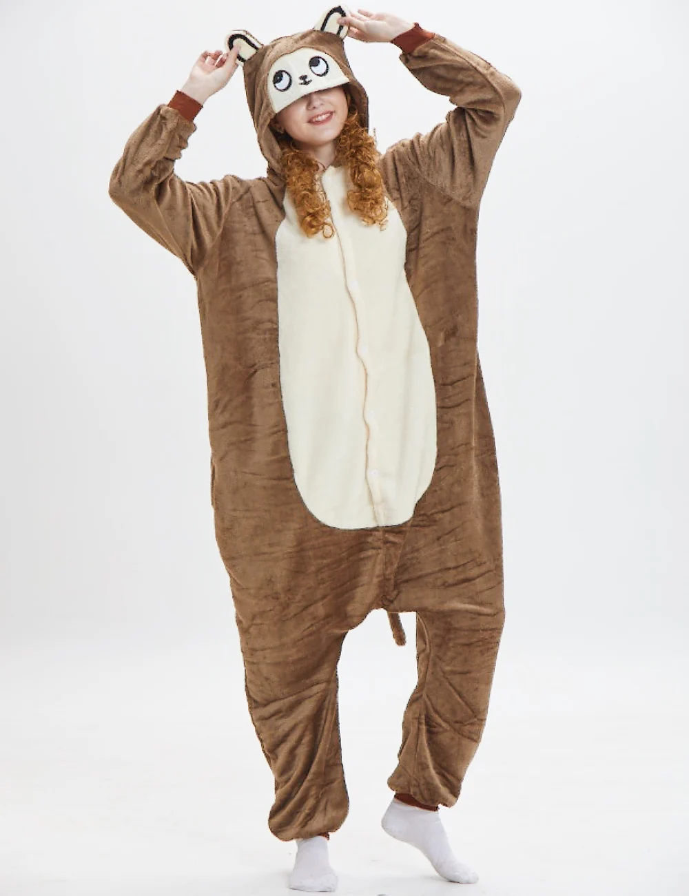 Пижама комбинезон в виде коричневой обезьяны пижама мультяшных животных для