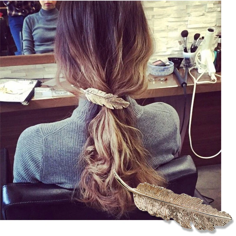 Morkopela 12 см большая металлическая заколка с листиками винтажная шпилька для волос