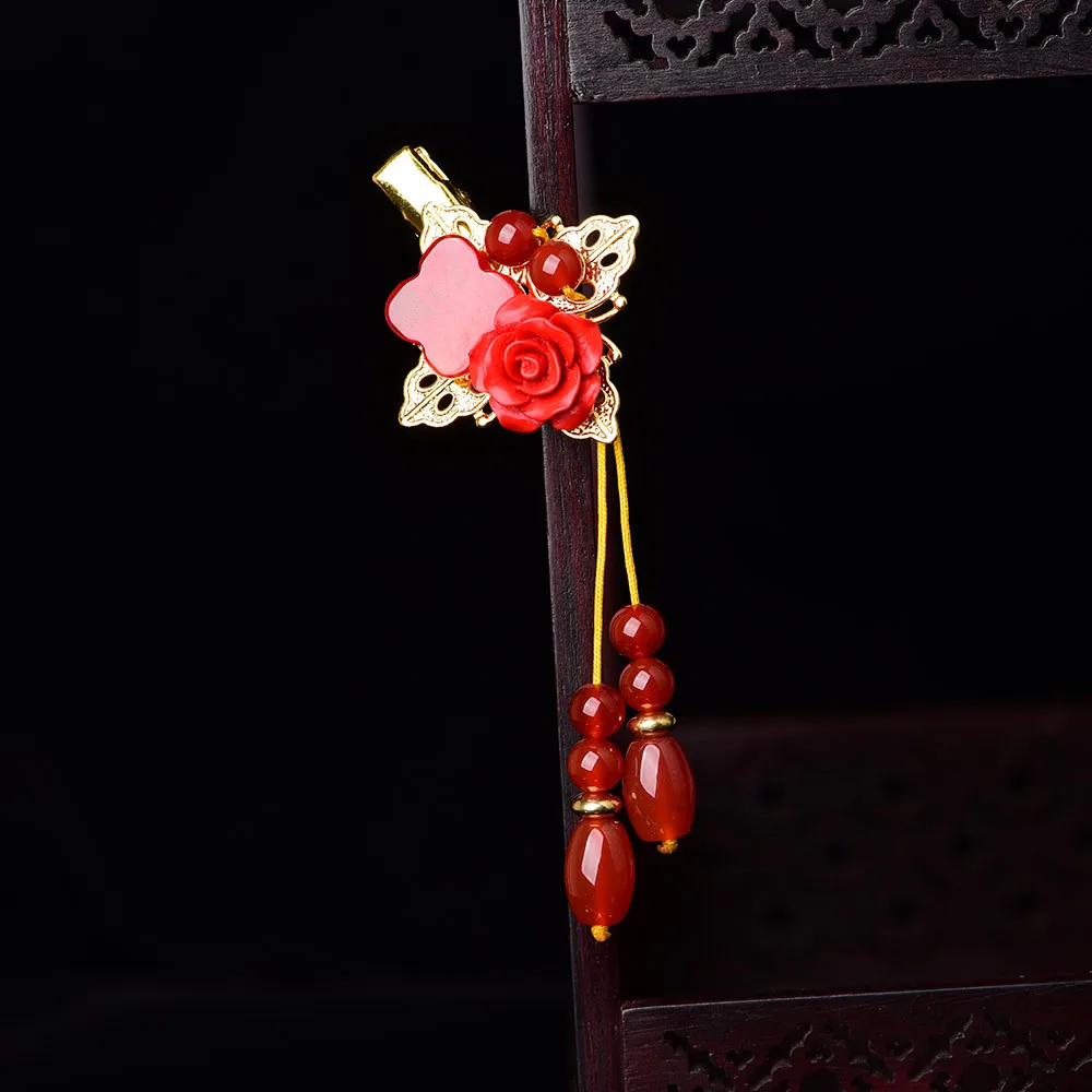 Цветочная заколка для волос из нефрита агат халцедона очаровательные ювелирные