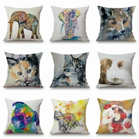 watercolor ink painting cover cushion animals 4545 cm decorative case throw pillow