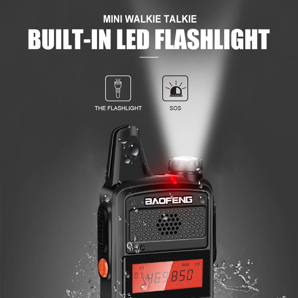 2pcs Original Baofeng bf-t1 Walkie Talkie Mini Kids Adio Uhf Portable Ham Two Way Radio UHF 467.5625-467.7125MHz FM Transceiver