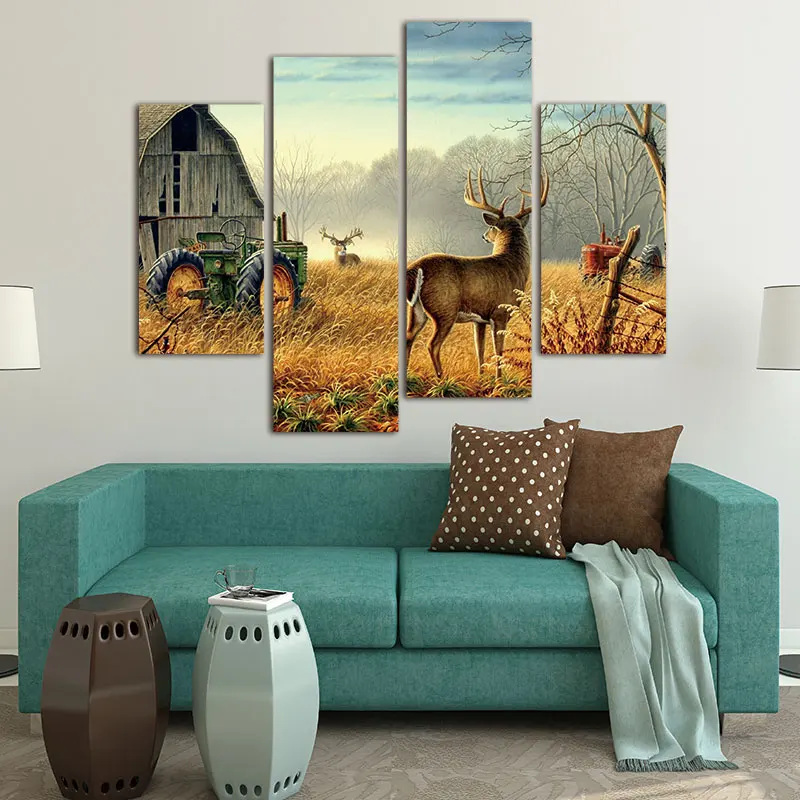 4 панели Картина на холсте настенные картины замечательные природные деревья