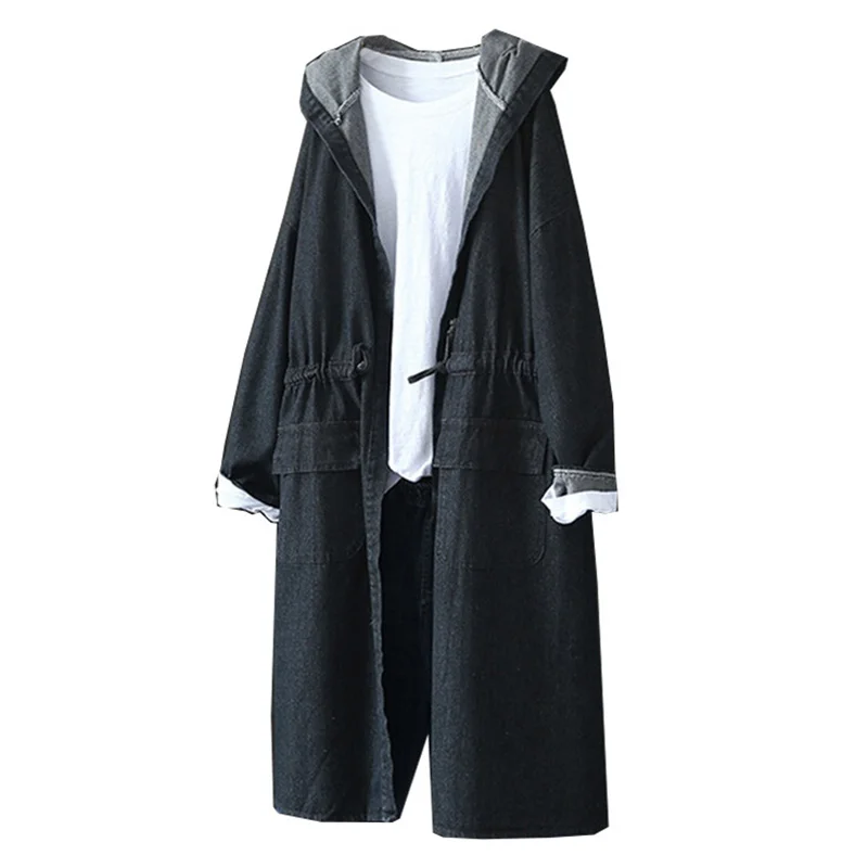 Женское повседневное длинное джинсовое пальто большого размера весеннее модное