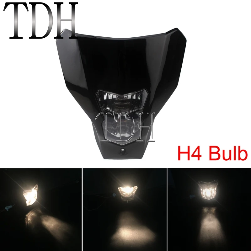 Bulb Black Светодиодный H4 мотокросса грязи велосипед фара HI/LO луч передняя лампа для Honda CRF450L CRF450XR CRF250R CRF450R CRF X/R - Цвет: Bulb Black