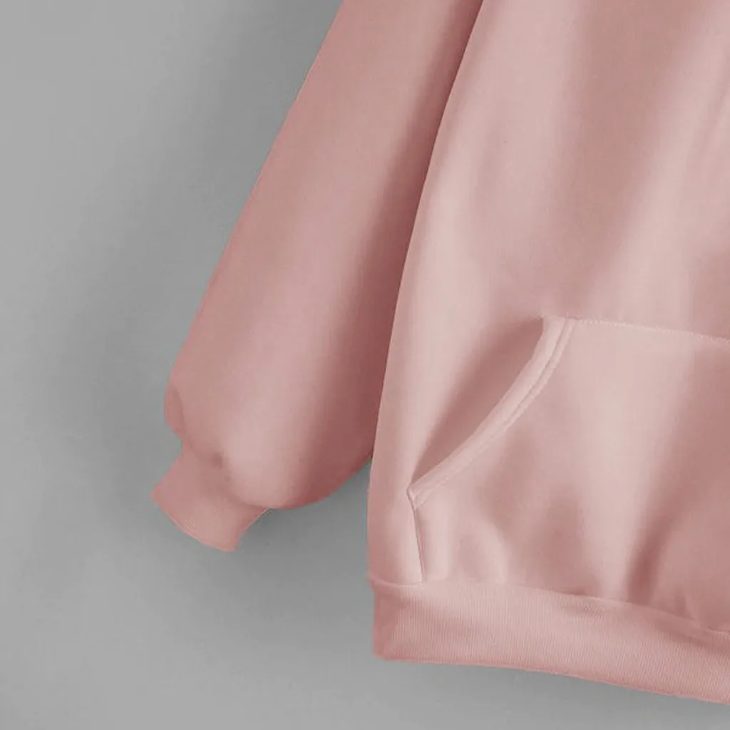 Женская толстовка, sudadera mujer, худи в Корейском стиле, толстовки для женщин, розовый, с капюшоном, воротник размера плюс, moletom feminino, с карманом