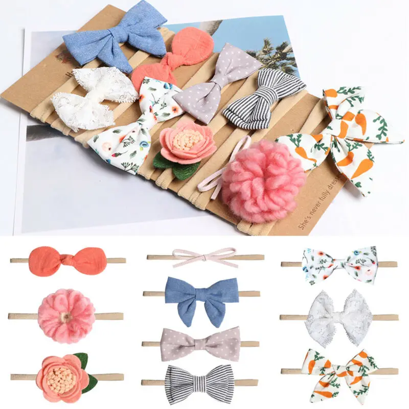 Повязка на голову с бантом для маленьких девочек эластичная повязка