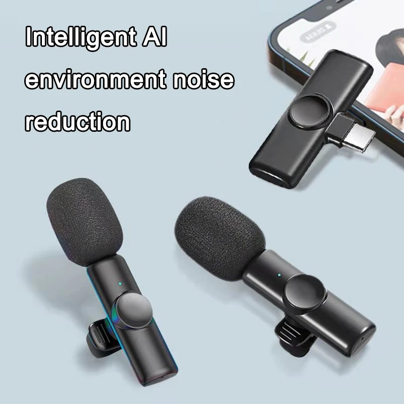

One For Two Wireless Lavalier Microphone Portable Audio and Video Recording Plug-and-Play Mic For IPhone and Android Phones