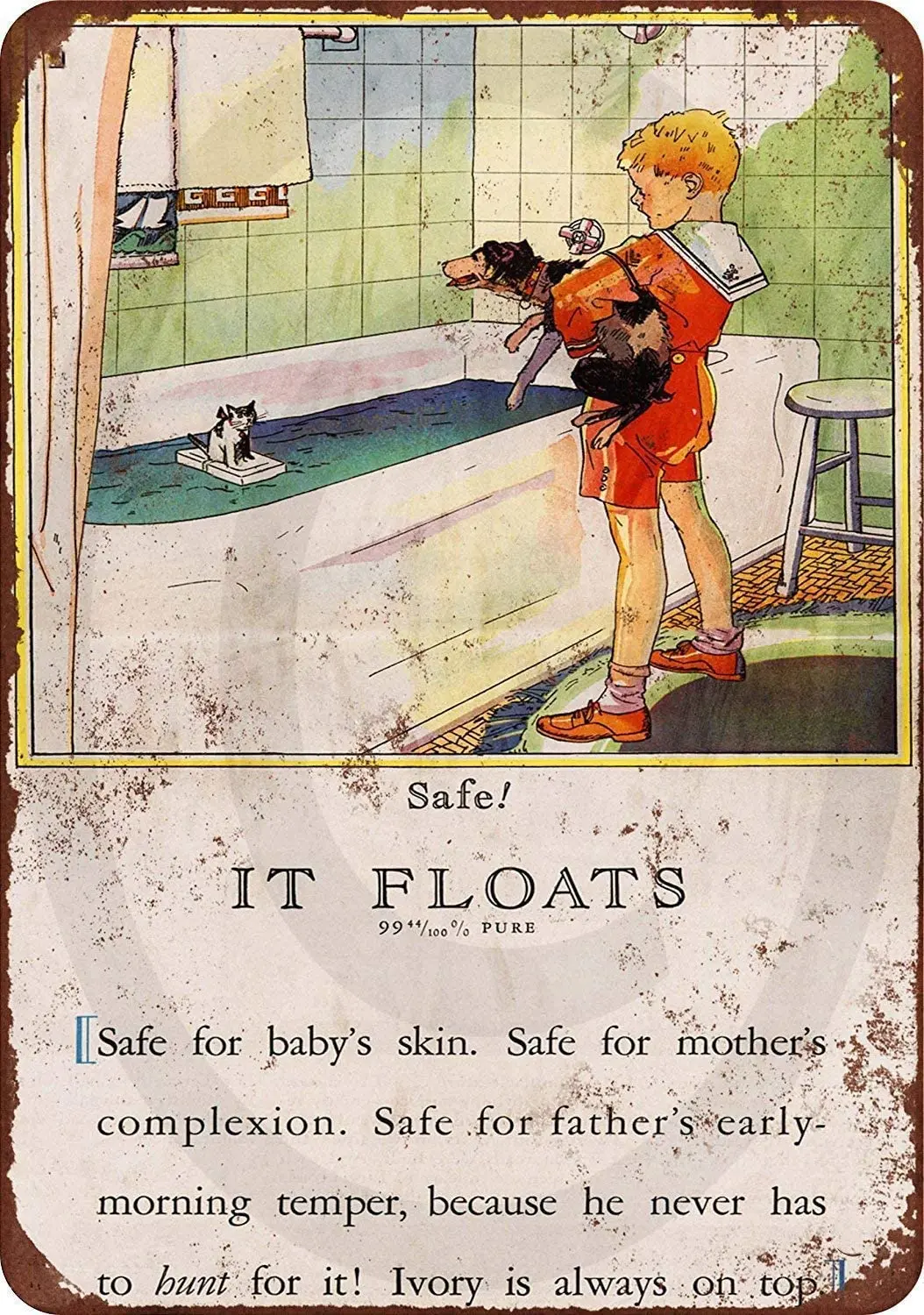 

LPLED Wall Decor Sign Ivory Soap Rustic Vintage Look Aluminum Metal Sign 8x12 Inches (W4012)