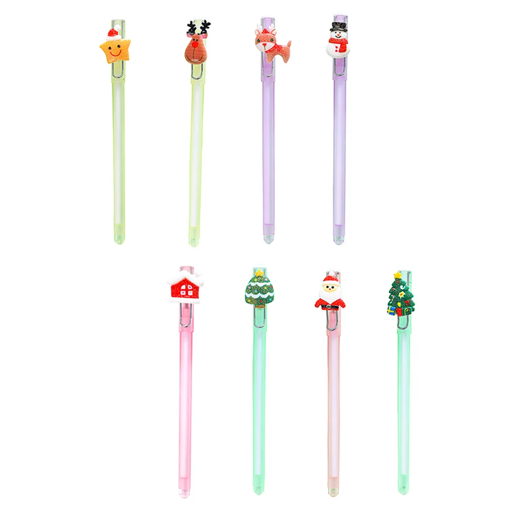 

8pcs Lovely Christmas Pens Student Writing Pens Cartoon 0.5mm Pens