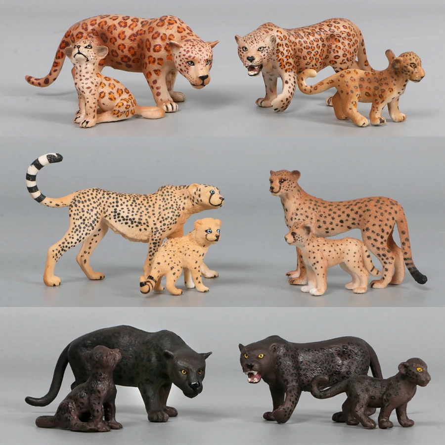 

Simulation African Wild animals Leopard Lion Tiger Cub Models Action Figure Farm Animal Figurines Model Educational Toys for Kid