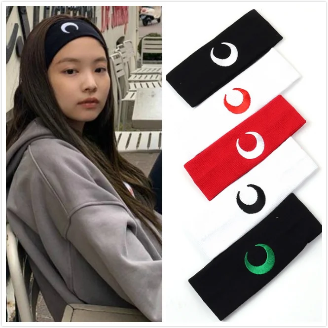 Kpop Jennie New Moon-Diadema elástica para el pelo para mujer, bandana suave deportiva para Yoga, diadema para niña, turbante de baile, 1 unidad
