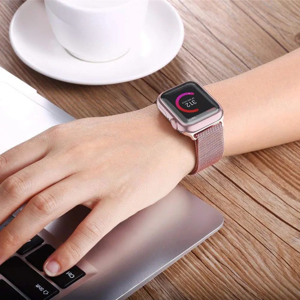 

Case+strap for Apple Watch Band 44mm 40mm 42mm 38mm Metal Milanese Loop Belt Bracelet for iWatch Series 6 SE 5 4 3 2