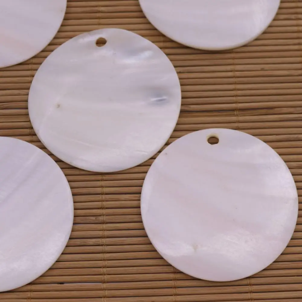 

5PCS 55mm Round Disc Natural White Mother of Pearl Shell Pendant Charms Crafts