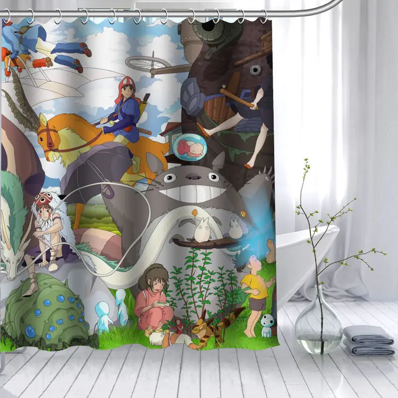new arrival totoro anime shower curtain polyester fabric high defintion print bathroom curtain waterproof 12 hook bath curtain free global shipping