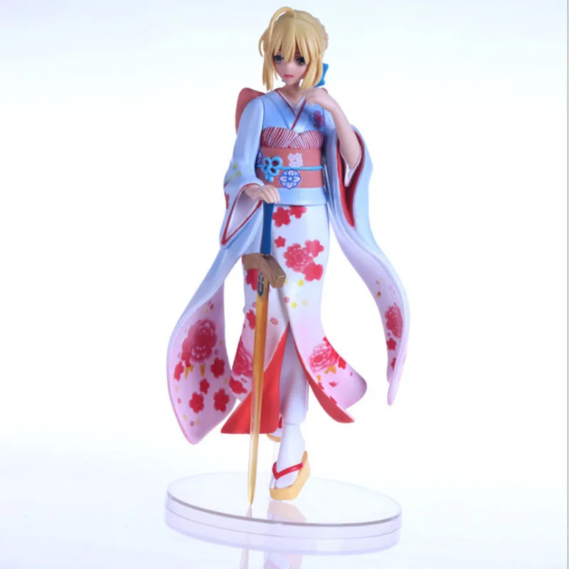 

25CM Anime Fate Saber Kimono Figurine PVC Oversize Action Figure Ornament Model Toy Birthday Gift Movie Collection Free Shipping