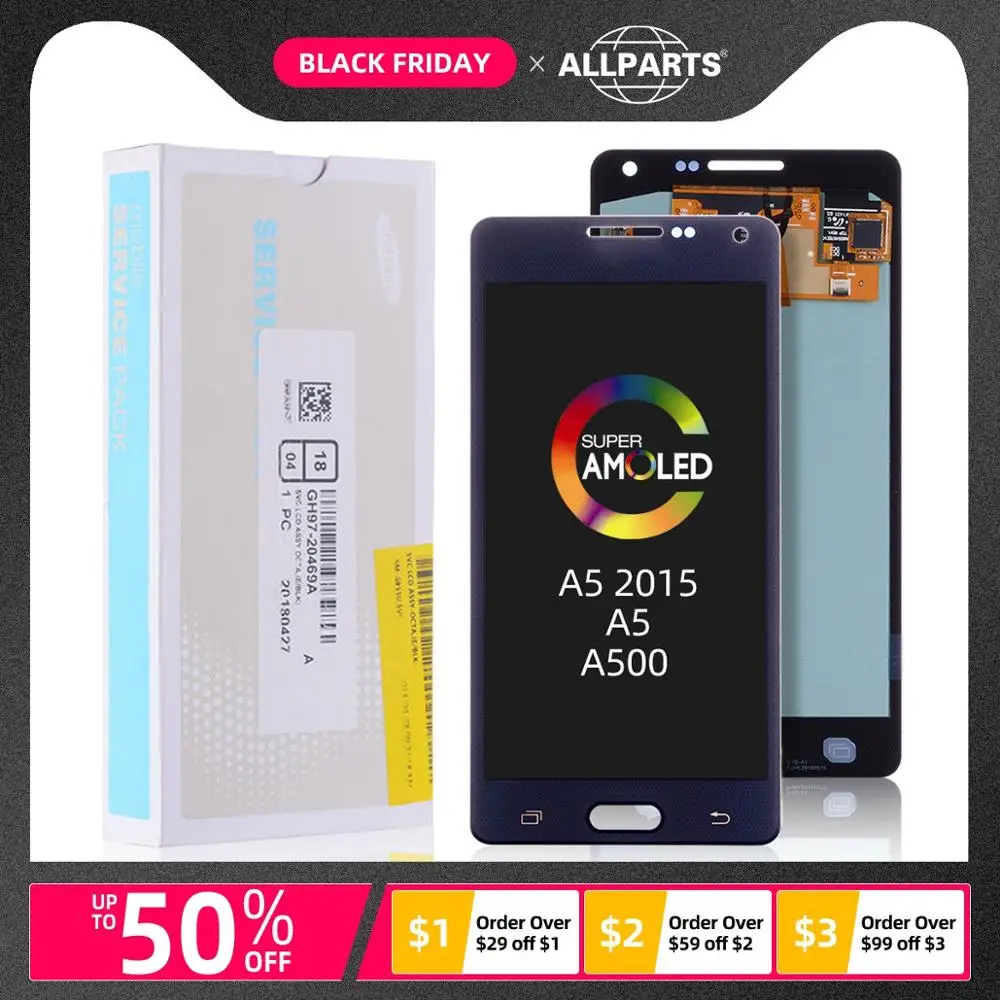 AMOLED Дисплей для SAMSUNG Galaxy A5 A5 A500FU A500 A500F A500M LCD в сборе с тачскрином 5.0'' черный белый золотой
