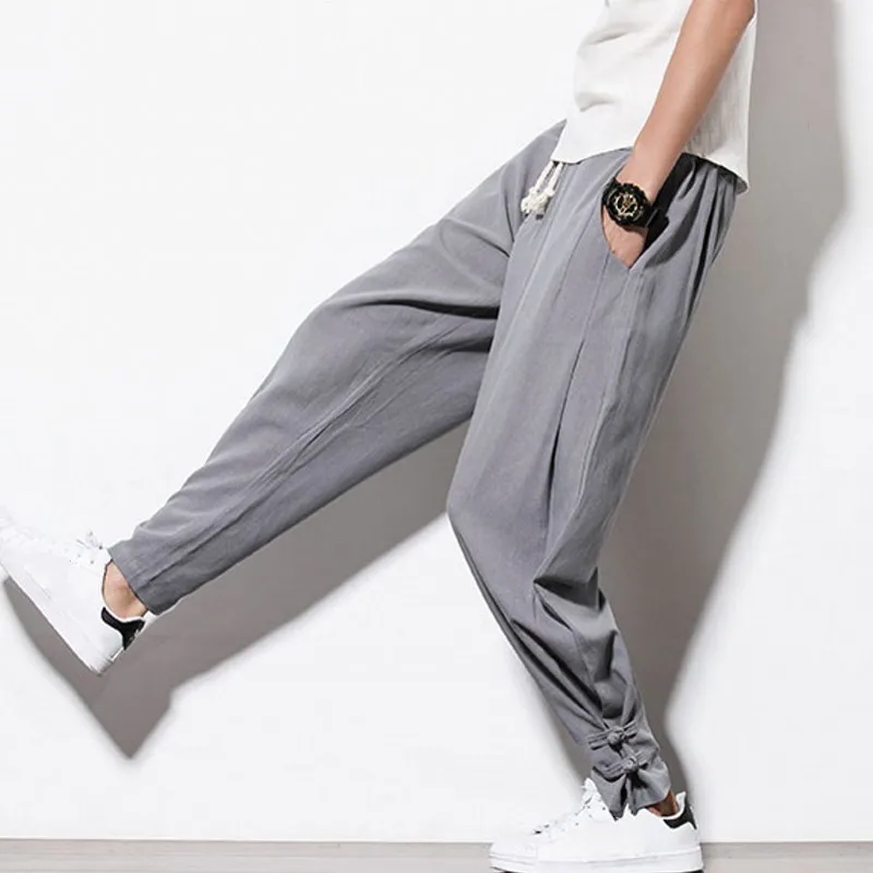 Мужские однотонные штаны джоггеры 110 кг мужские спортивные в китайском стиле