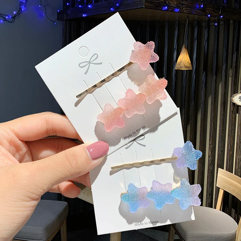 2 шт./компл. летняя заколка для волос милых девушек блестящие заколки со звездой и