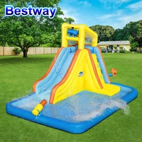 bestway 53349 beachfront bonanza mega water park inflatable island swimming pool encloure kindergarten slide fun with airblower