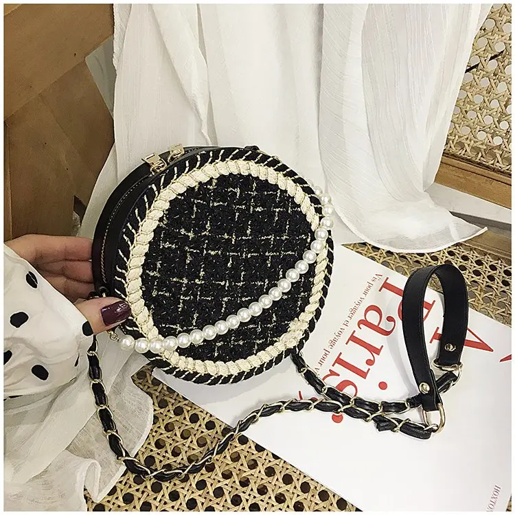 Осенняя винтажная брендовая дизайнерская сумка клатч из шерсти с узором гусиная