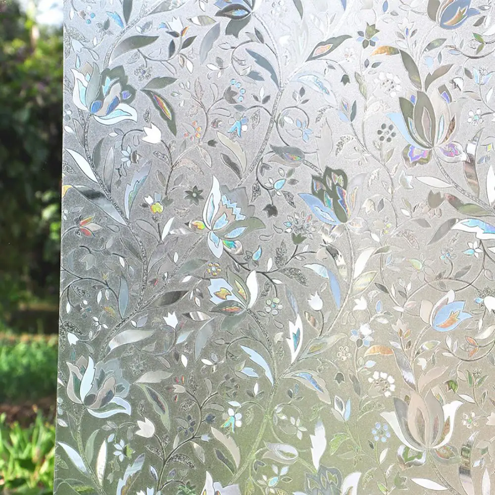 

3D 100x45cm Anti-static Glass Sticker Opaque Flower Film On Glass Self-Adhesive Window Film Window Sticker Paper Adhesive Decor