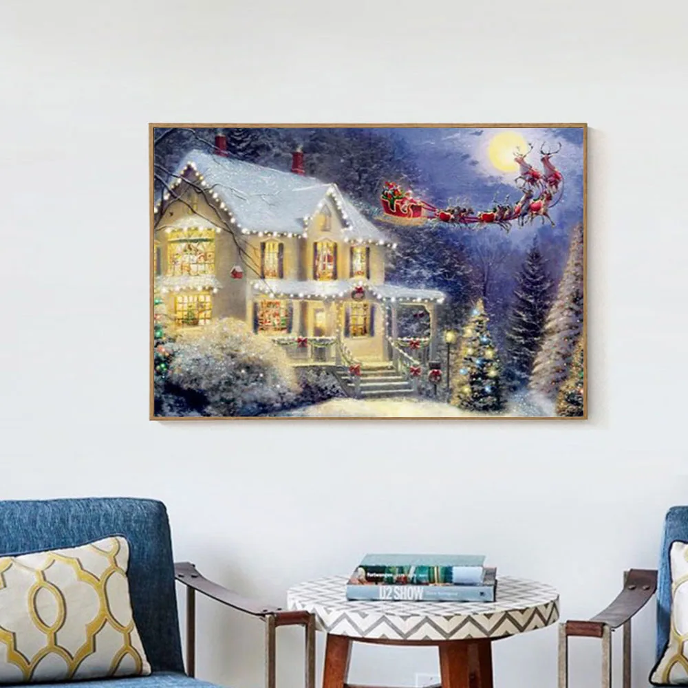 Diamond Painting Santa with White House 25x30cm XY1 | Дом и сад
