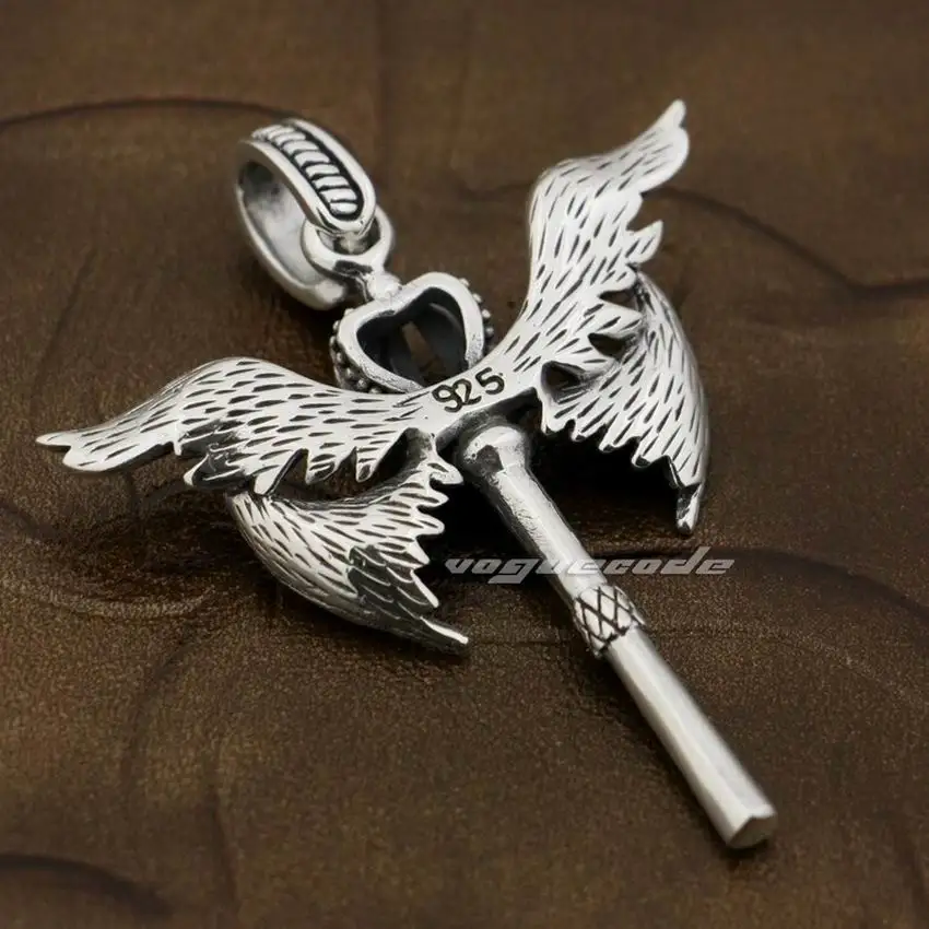 925 пробы серебряные крылья Ангела скипетр Корона Мужская подвеска для байкеров