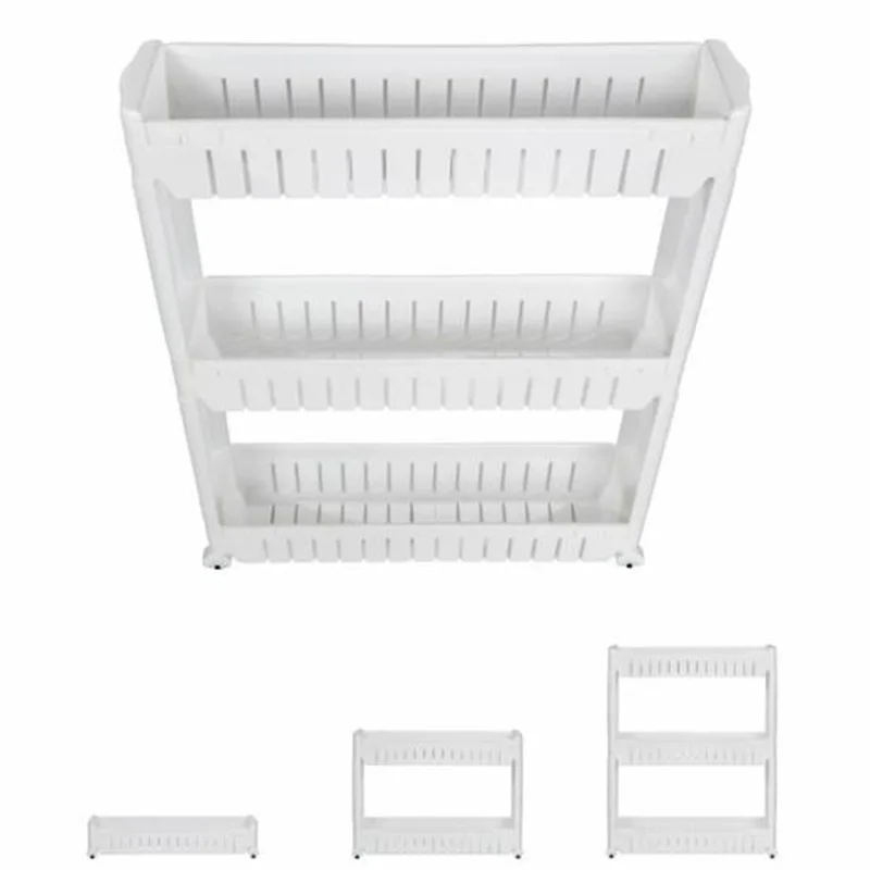 3 Tier Movable Storage Shelf Plastic Slim Interspace Racks Kitchen Bathroom Slide Out Space Rack Organizer HWC | Дом и сад