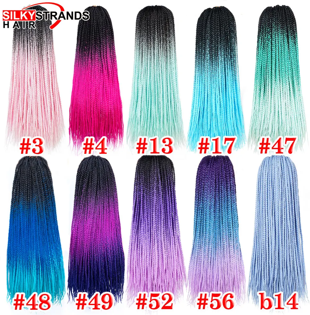 

19 Color Ombre Box Braids Crochet Hair 24 Inch Zizi Braiding Hair Pre Stretched Kanekalon Synthetic Hair Extension For Braids