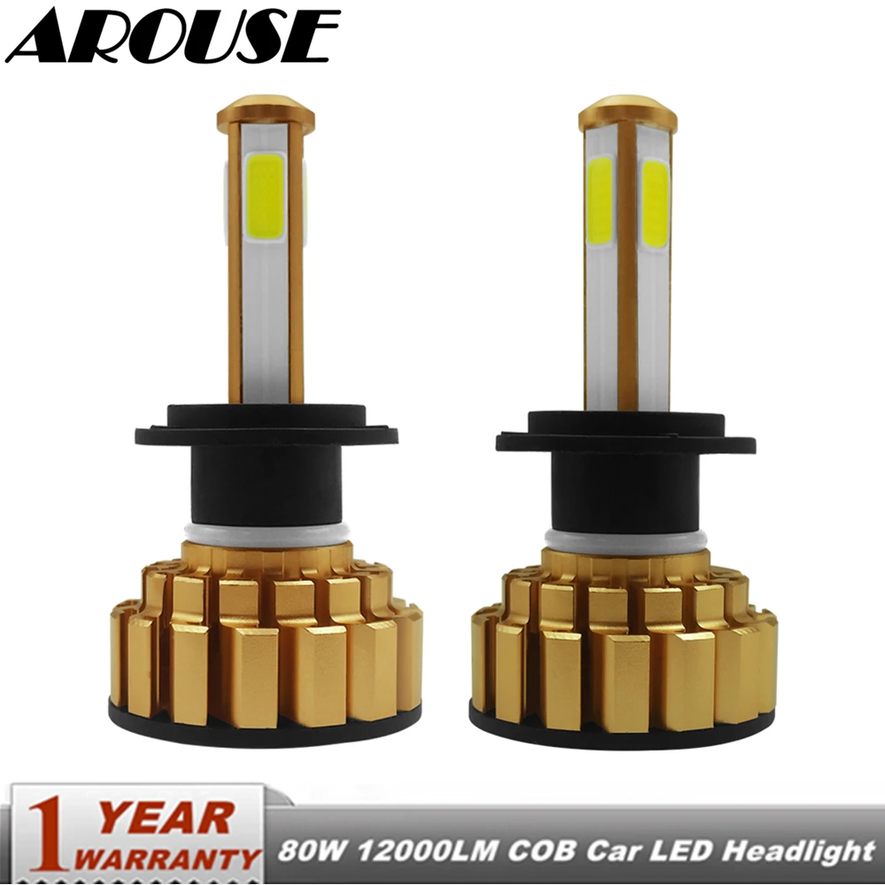 Ароуз H7 H11 9005 9006 COB Автомобильный светодиодный налобный фонарь лампы H4 (Подол