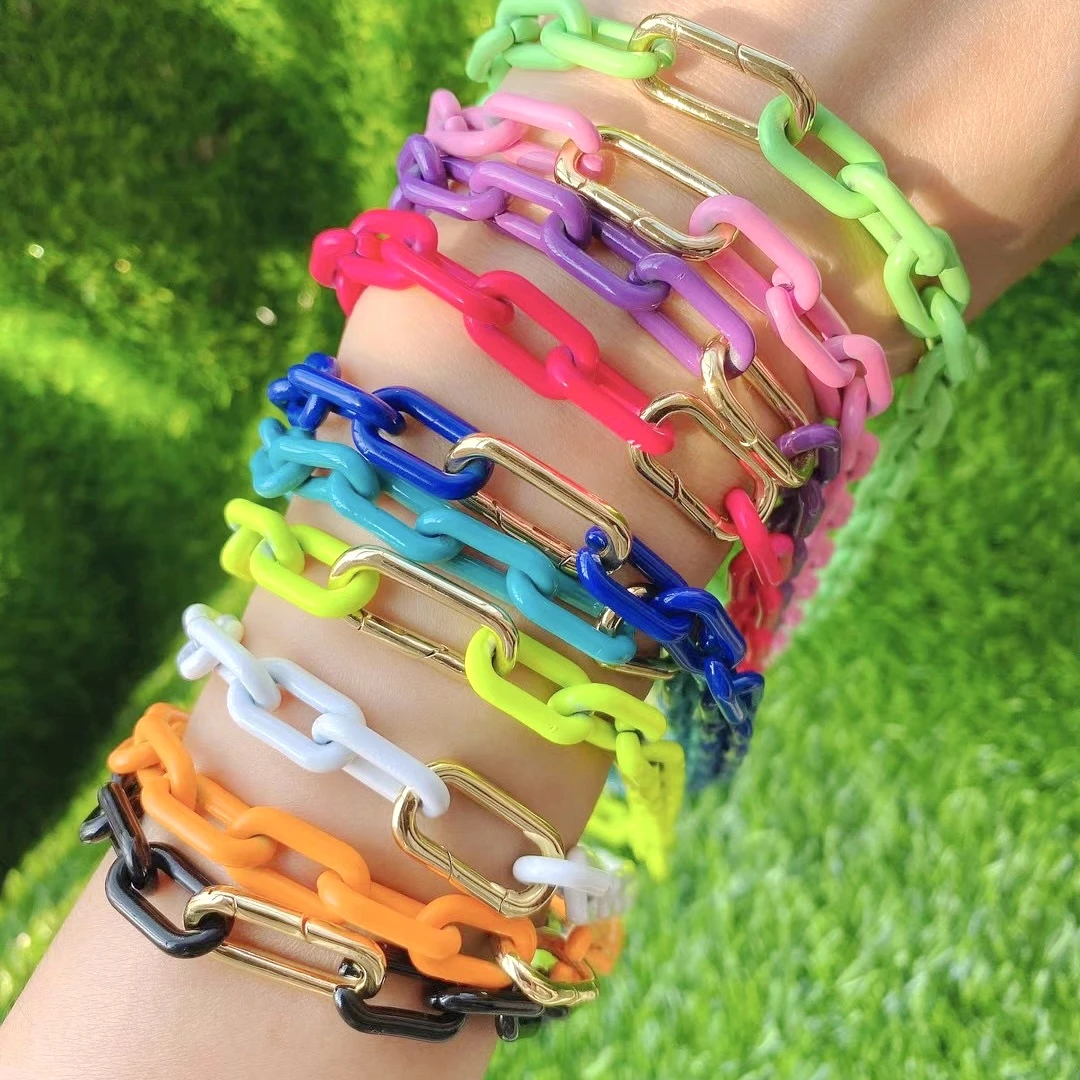 

5Pcs Trendy Multi Color enamel bracelet Jewelry Gold plating for woman charm Jewelry Gifts