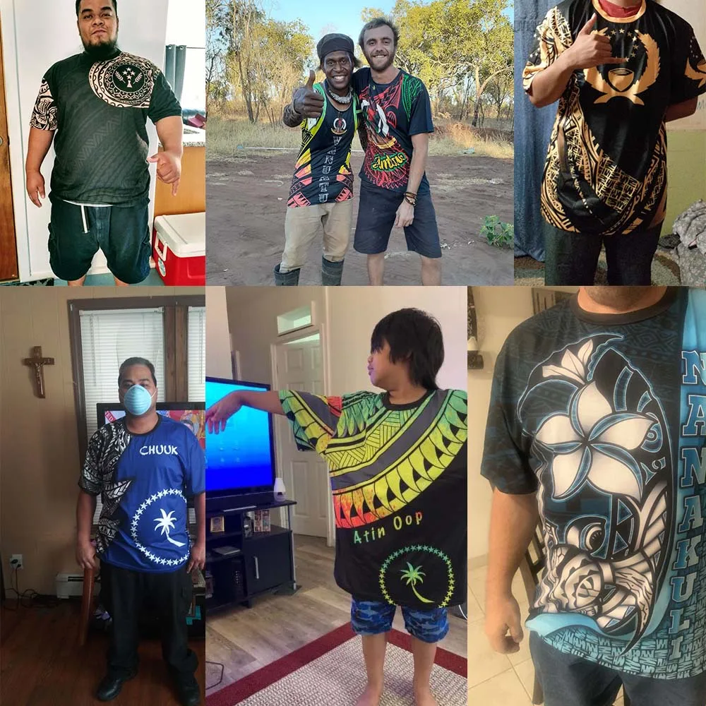 

WHEREISTAR Men Casual Shirt Summer Short Sleeve Tops for Man Chuuk Polynesian Brand Design O-neck Male Clothing homme