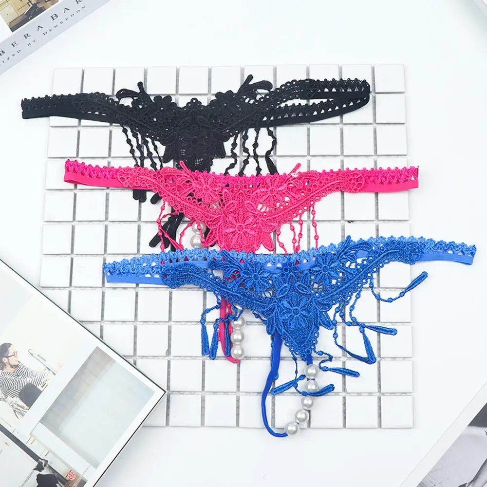 1 шт. сексуальное женское нижнее белье с вышитыми цветами и кисточками Жемчужное