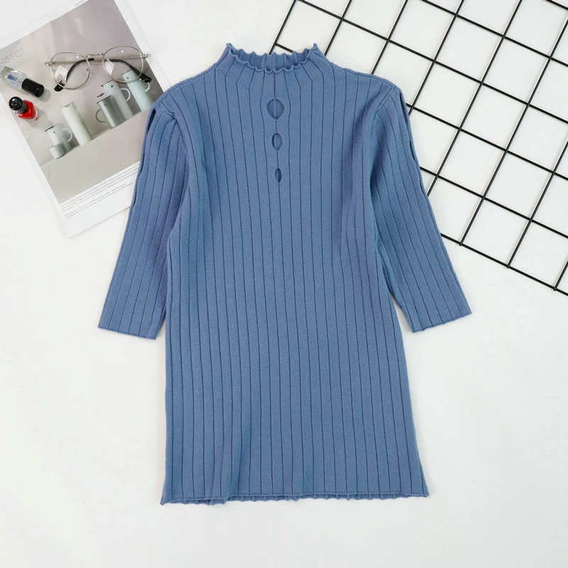 2021 women's new bottoming shirt thin section half-high collar short paragraph solid color sweater | Женская одежда