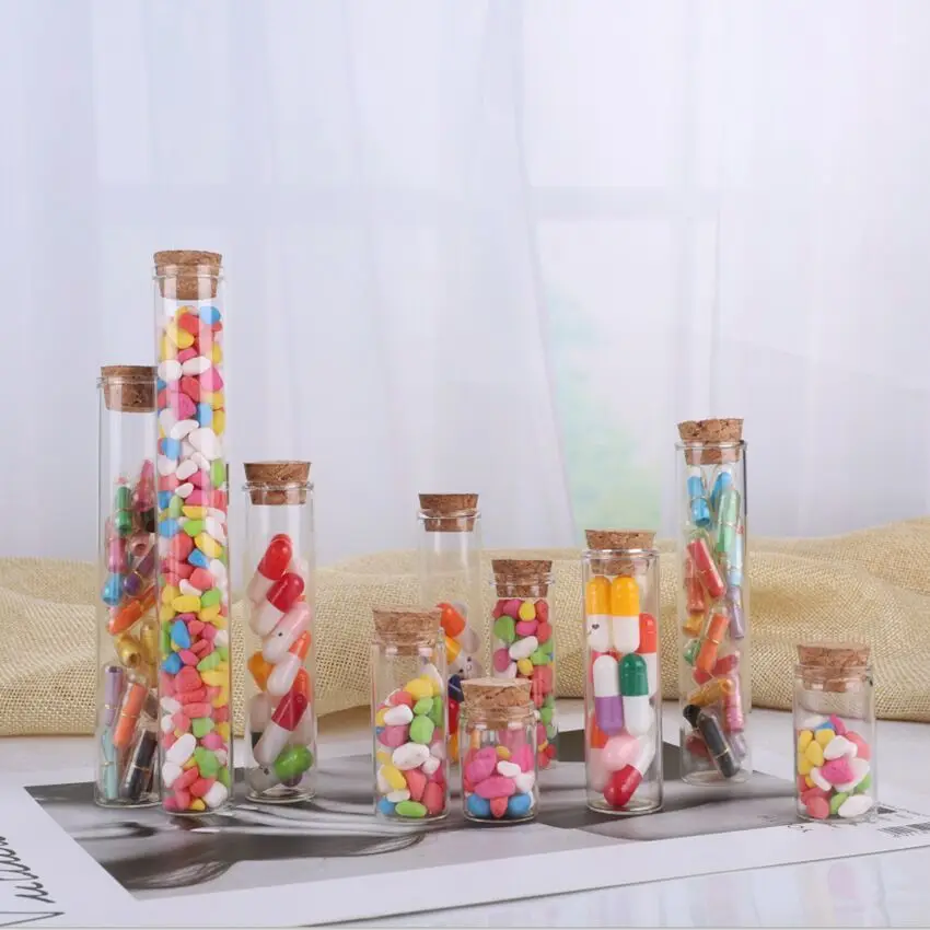 100 шт. прозрачные стеклянные флаконы с пробкой |