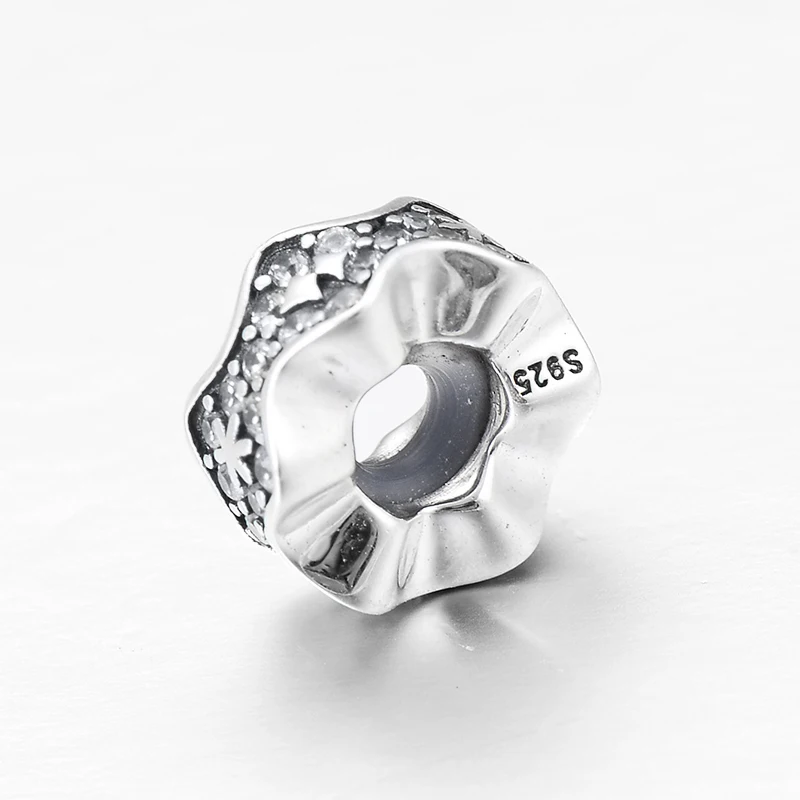 Бусины разделители из серебра 925 пробы с фианитами для изготовления ювелирных