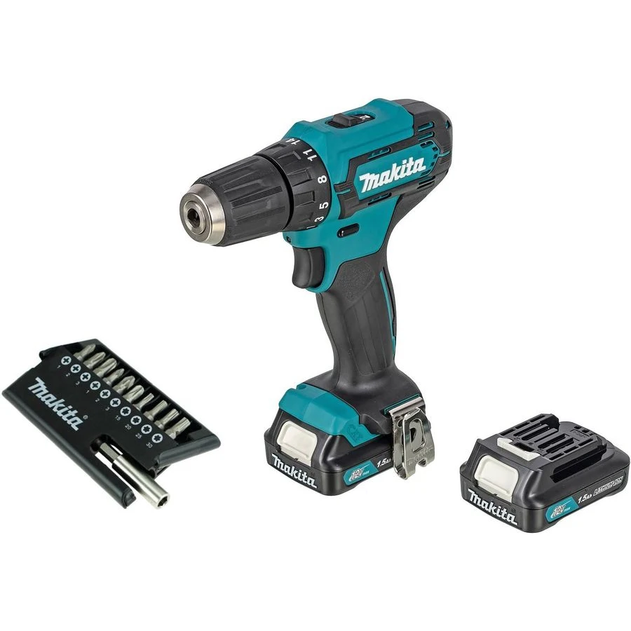 Дрель-шуруповерт MAKITA DF333DWYE + набор бит D-30651-12 1.5Ач с двумя аккумуляторами [df333dwye promo]