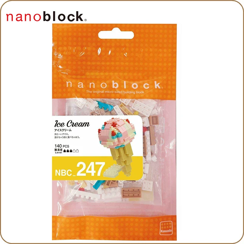 Kawada Nanoblock мороженое конус 140 штук Мини кирпичи головоломка Новый NBC-247 забавные