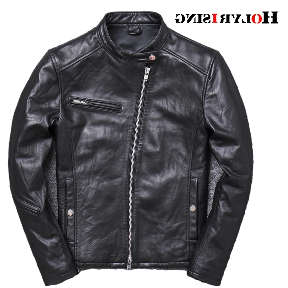 

Мужские весенние приталенные куртки из овечьей кожи с воротником-стойкой, мужские куртки-бомберы на молнии, пальто из мягкой кожи Roupa Homem19514