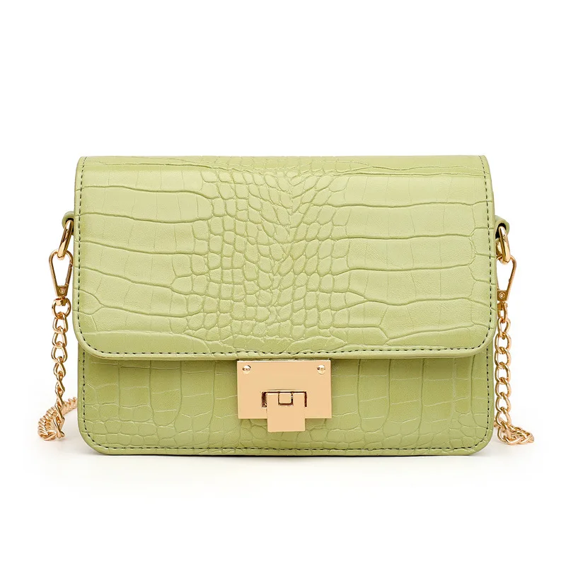 

Women's Bag Small Square Bag Crocodile Single Shoulder Bag Flow Joker Chain Messenger Bag Shoulder Bag Female