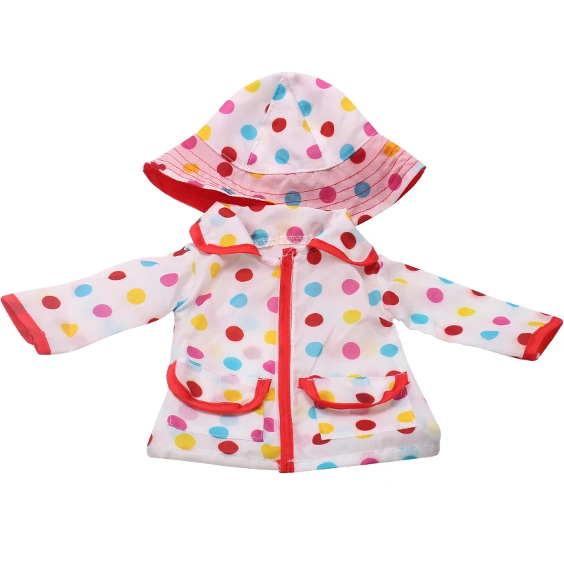 18 дюймов американская кукла Одежда для девочек Платья в белый горошек плащ +