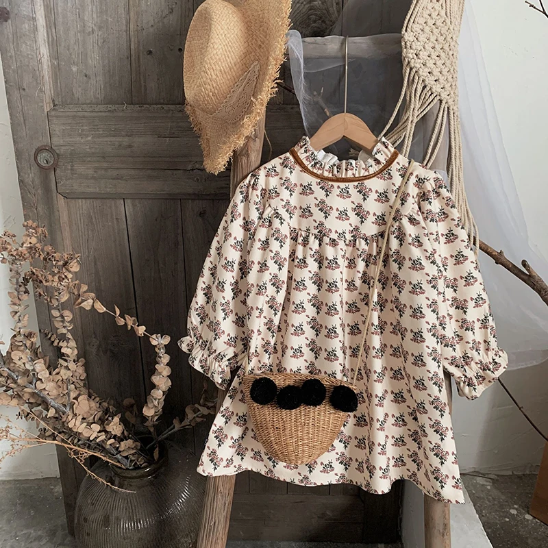 

New Arrival Spring Autumn Toddler Kids Long Sleeve Floral Dress For Girls Baby Cotton Dress Korean Style Children Clothing