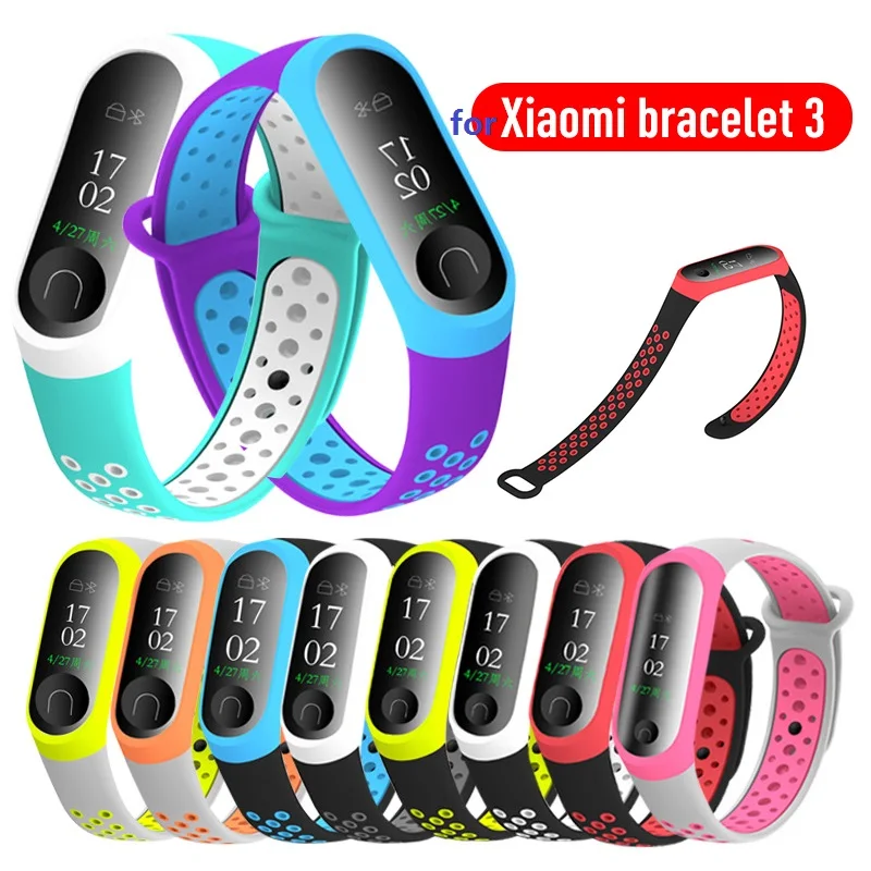 Силиконовый ремешок для браслета Mi Band 3 4 сменный фитнес Xiaomi спортивные