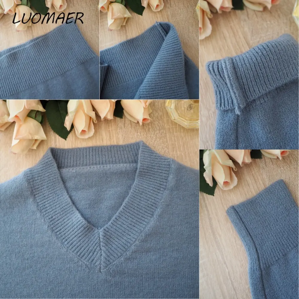 

V-neck Knitted Sweater Women Loose Oversize Winter Pullover Female Sweater Plus Size Long Sleeve Women Tops 2019 Pull Femme