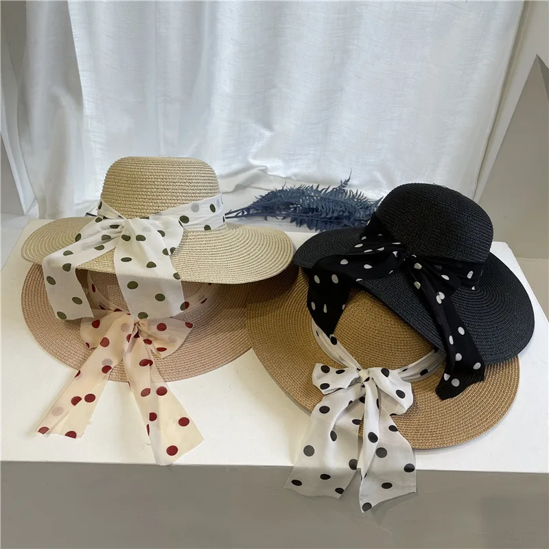 

Summer straw hat women's flat top flat brim top hat outdoor leisure sun hat seaside sunshade beach hat wholesale