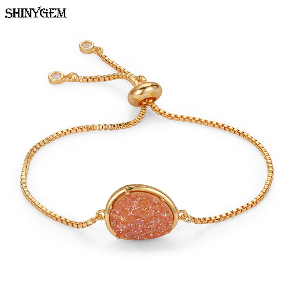 ShinyGem Модный кристалл Druzy/керамические браслеты очарование из нержавеющей