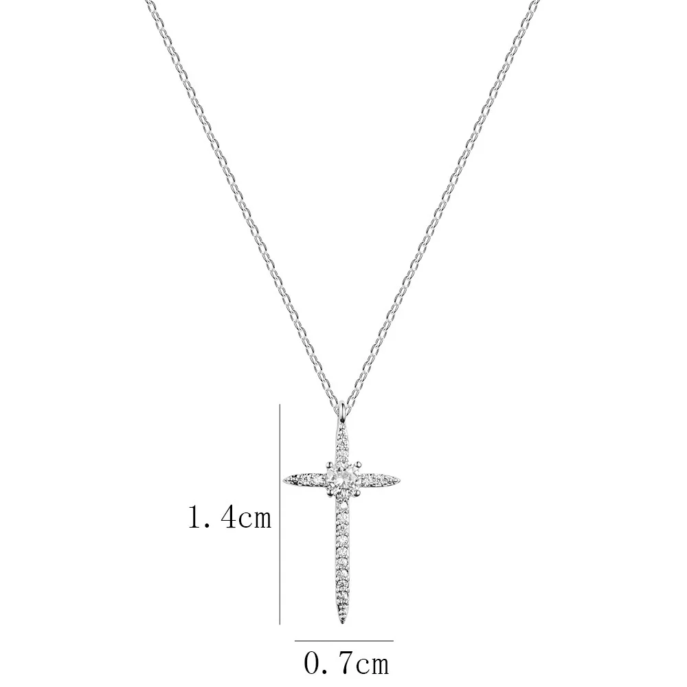 

BOTU New Zircon Simple Cross Christian Pendant Necklaces Copper Material Jewelry for Women Gift Drop Shipping