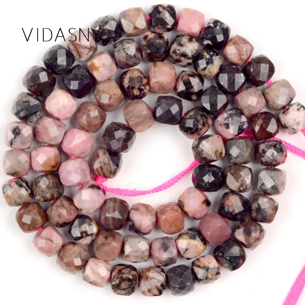 

70pcs 5mm Natural Faceted Black Lace Rhodonite Stone Beads For jewelry Making Square Beads Diy Bracelets Jewellery Accessories